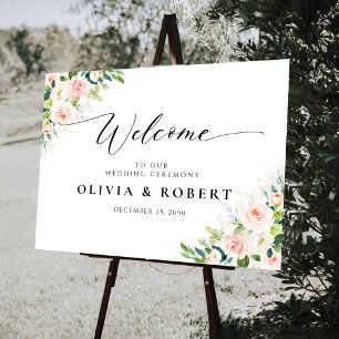 Ethereal Blush Pink Roses Wedding Ceremony Foam Board
