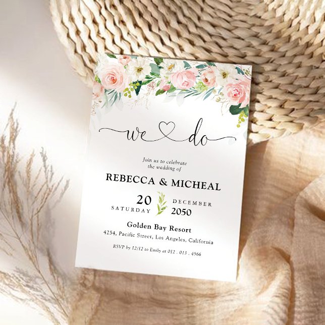 Ethereal Blush Pink Roses Wedding Ceremony  Invitation (Creator Uploaded)