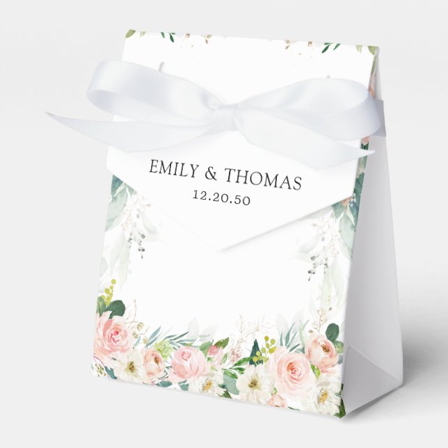 Ethereal Blush Pink Roses Wedding Favor Box (Front Side)