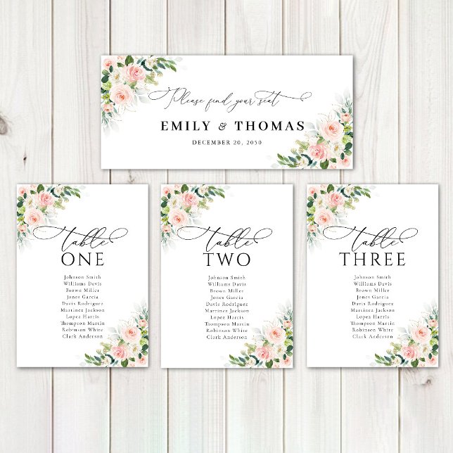 Ethereal Blush Pink Roses Wedding Head Table Sign (Creator Uploaded)