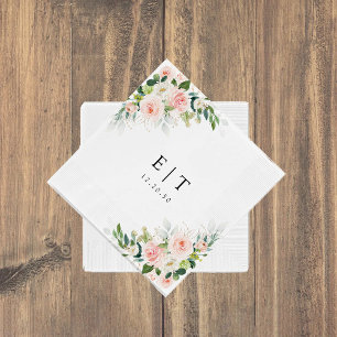 Ethereal Blush Pink Roses Wedding Paper Napkin