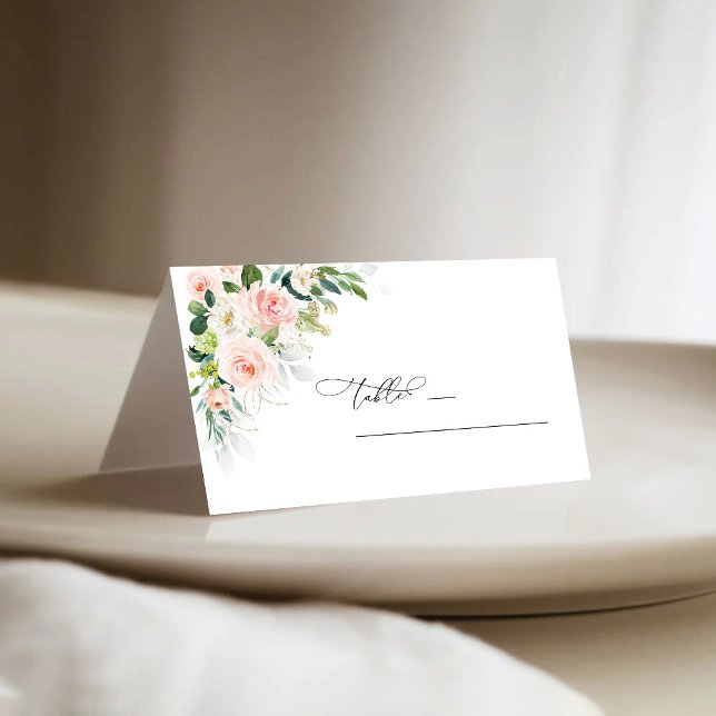 Ethereal Blush Wedding Ceremony Folded Place Card (Creator Uploaded)