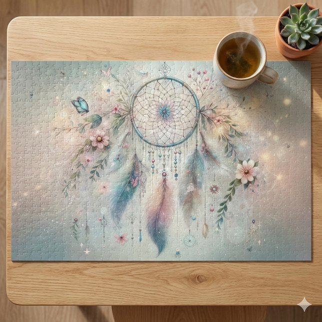 Ethereal Boho Dreamcatcher  Jigsaw Puzzle (Ethereal Boho Dreamcatcher Jigsaw Puzzle Mockup A)