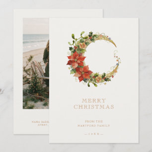 Ethereal Botanical Crescent Christmas Wreath TMF26 Holiday Card