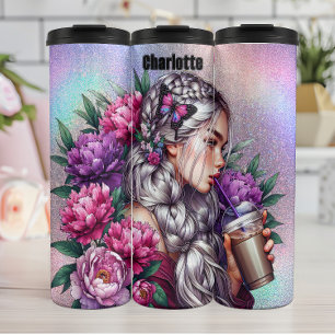 Ethereal Braided Floral Coffee Sip Thermal Tumbler