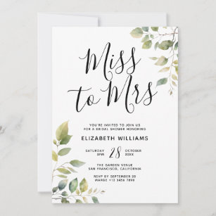 Ethereal Branches Miss To Mrs Bridal Shower Party Invitation