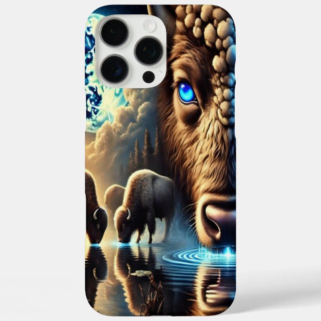 Ethereal Buffaloes Amid Cosmic Reflections Scene Case-Mate iPhone Case (Back)