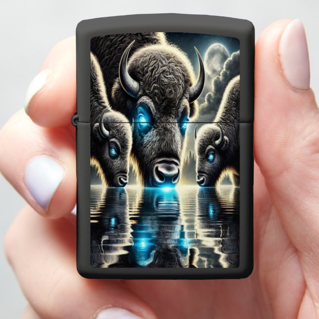 Ethereal Buffaloes in Celestial Bliss Zippo Lighter (In Hand)