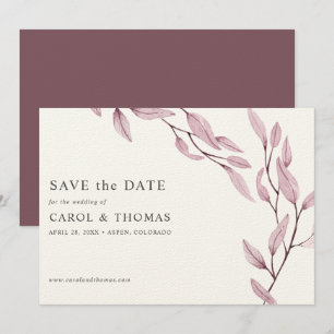 Ethereal Burgundy   chic botanical save the date Invitation