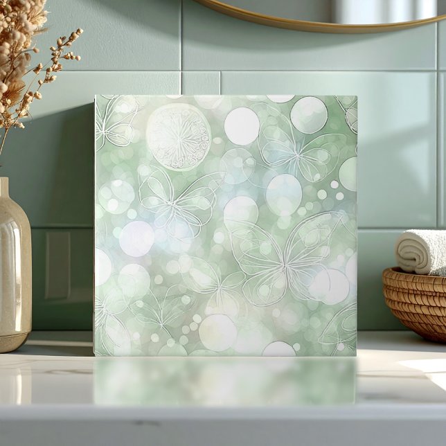 Ethereal Butterfly Glow Green ID1184b Ceramic Tile (Creator Uploaded)