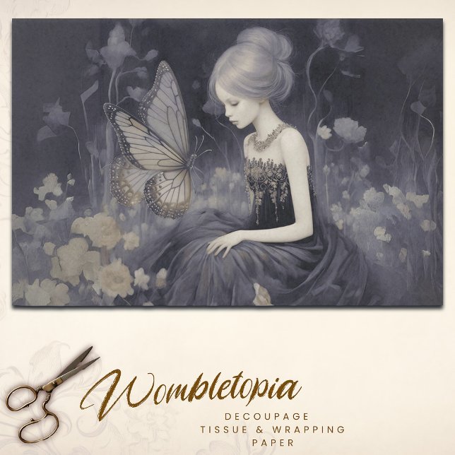 Ethereal Butterfly Monochrome Fantasy Decoupage Tissue Paper (Creator Uploaded)