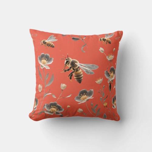 Ethereal Buzz Honey_Bee Dance Throw Pillow
