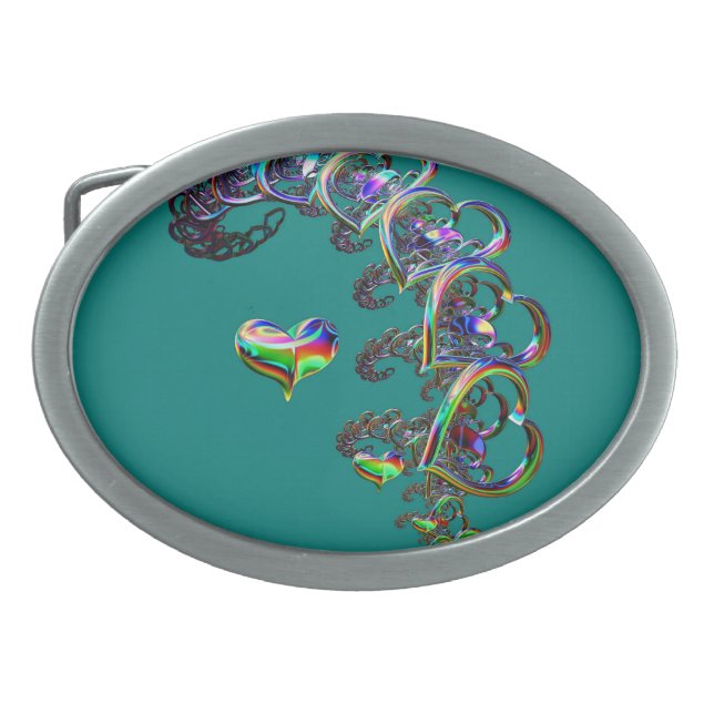 Ethereal Cascade of Hearts  Belt Buckle (Front)