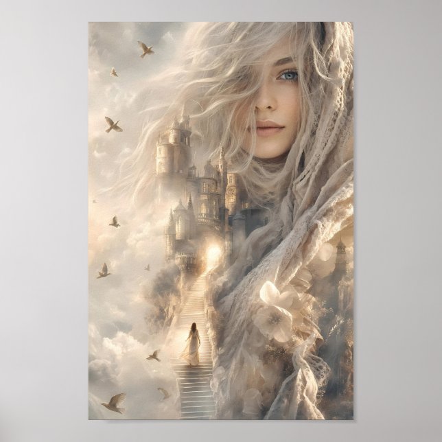 Ethereal Castle of Light Fantasy Poster (Front)