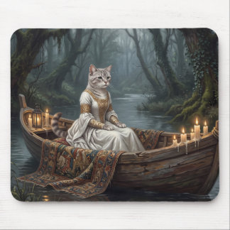Ethereal Cat in Boat Mouse Pad