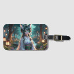 Ethereal Catgirl Amidst Forest Lanterns Luggage Tag