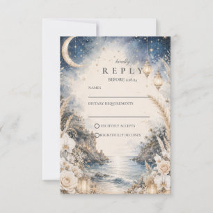 Ethereal Celestial Beach Wedding RSVP Card