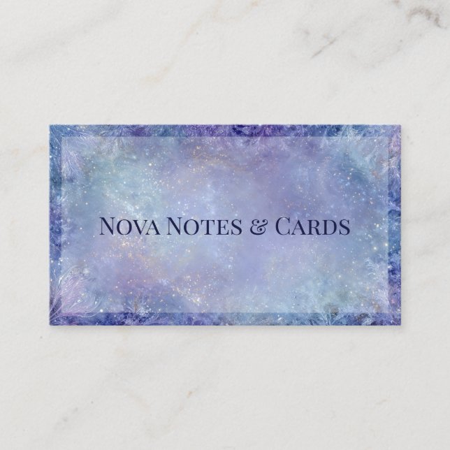 Ethereal Celestial Galaxy Frosty Crystal Border Business Card (Front)