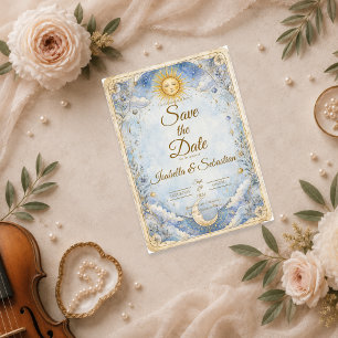 Ethereal Celestial Sun Moon Wedding Save The Date