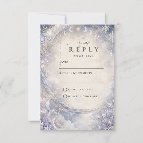 Ethereal Celestial Winter Wedding RSVP Card