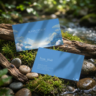 Ethereal Chinoiserie Blue Landscape White Floral Business Card