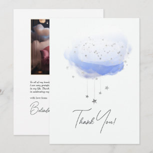 Ethereal Cloud 9 Watercolor Photo Thank You Card