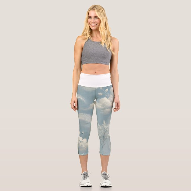 Ethereal Clouds Capri Leggings (Front)