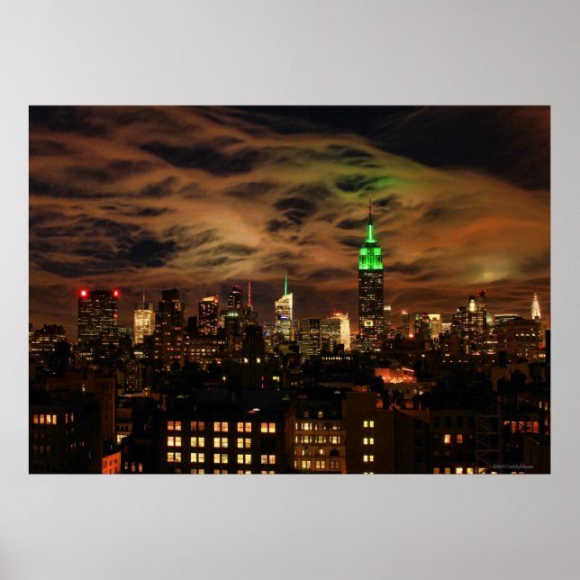 Ethereal Clouds: NYC Skyline, ESB Color Version  Poster (Front)