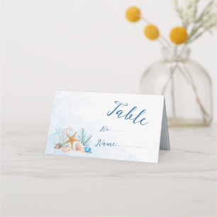 Ethereal Coastal Romance Seashells Beach Wedding Place Card