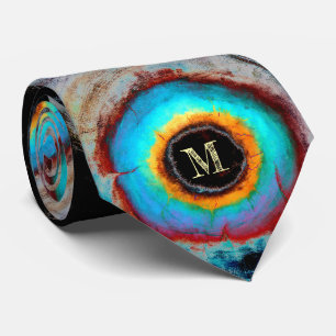 Ethereal Cosmic Eye Monogram Colorful Abstract Art Neck Tie