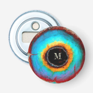Ethereal Cosmic Eye Monogram Vibrant Abstract Art Bottle Opener