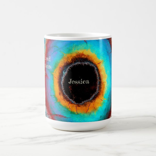 Ethereal Cosmic Eye Monogram Vibrant Abstract Art Coffee Mug (Center)