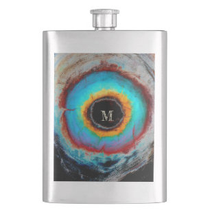 Ethereal Cosmic Eye Monogram Vibrant Abstract Art Flask