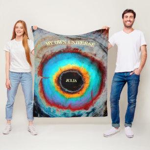 Ethereal Cosmic Eye Monogram Vibrant Abstract Art Fleece Blanket