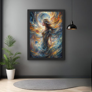 Ethereal Cosmic Goddess Abstract Portrait Art Poster