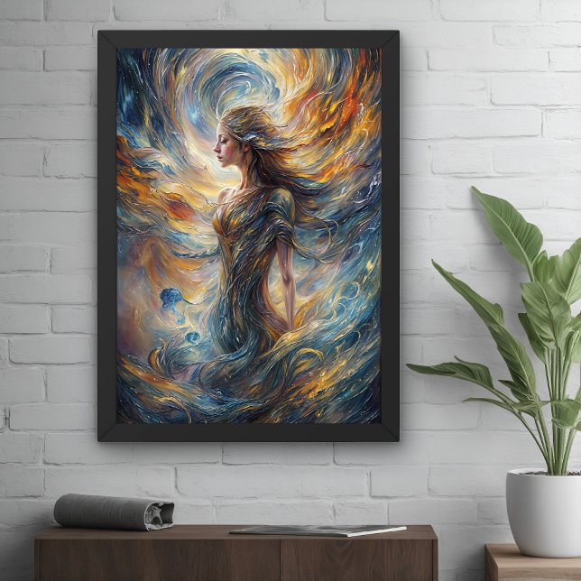 Ethereal Cosmic Goddess Abstract Portrait Art Poster (Creator Uploaded)