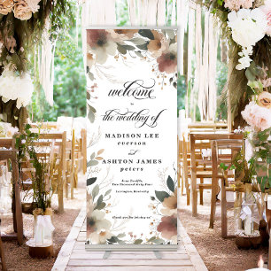 Ethereal Cottagecore Watercolor Wedding Welcome Retractable Banner