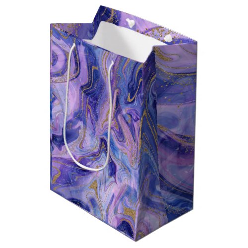 Ethereal Cotton Candy Marble Watercolor Fantasy Medium Gift Bag