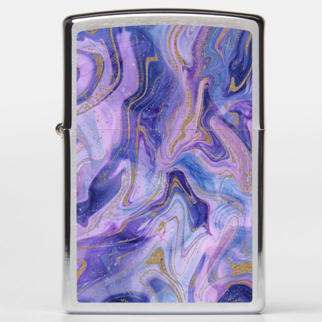 Ethereal Cotton Candy Marble Watercolor Fantasy Zippo Lighter (Front)