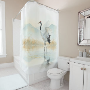Ethereal Crane Elegance Shower Curtain