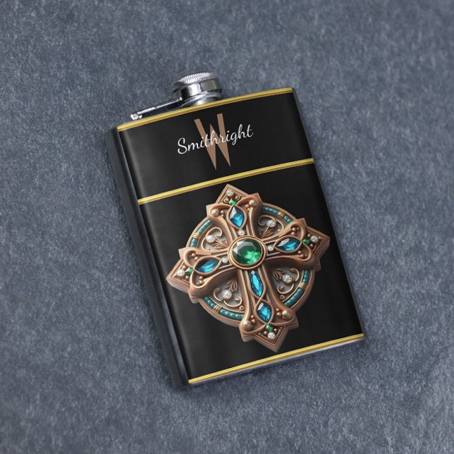 Ethereal Cross Brooch With Blue and Green Stones Flask (Creator Uploaded)