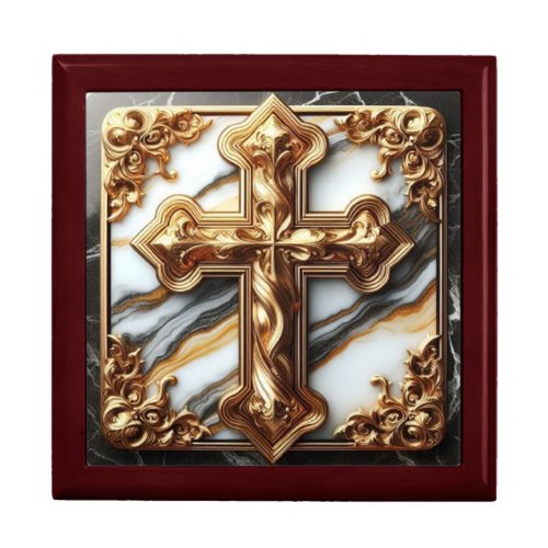 Ethereal Cross Carved in White Marble Gift Box