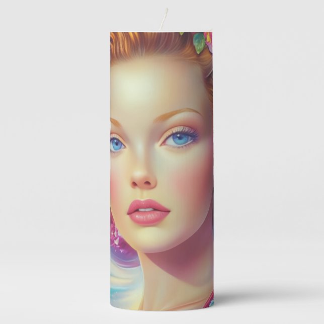 Ethereal Crown Portrait  Pillar Candle (Front)