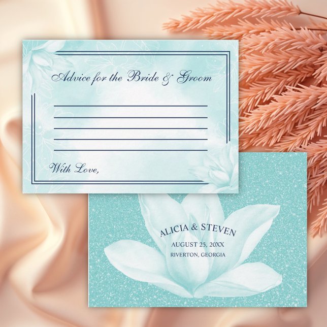 Ethereal Crystal Blue Magnolia , Wedding Advice Card (Creator Uploaded)