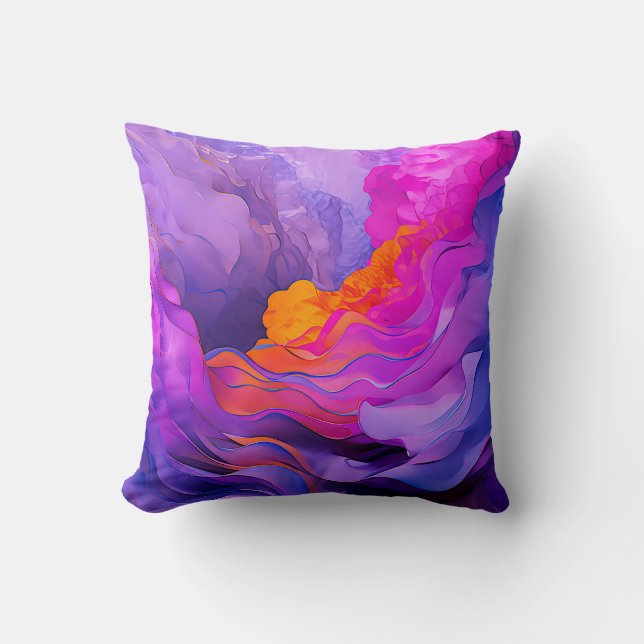 "Ethereal Currents" Throw Pillow (Front)
