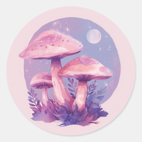 Ethereal Cute Mushroom Illustration  Classic Round Sticker