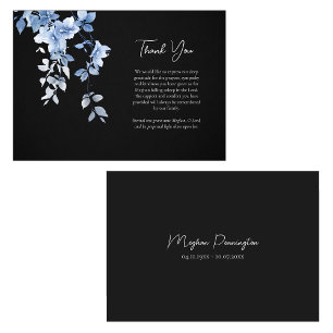 Ethereal Delicate Blue Flowers Orthodox Funeral Thank You Card
