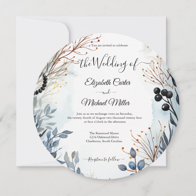 Ethereal Delicate Watercolor Serene Foliage   Invitation (Front)