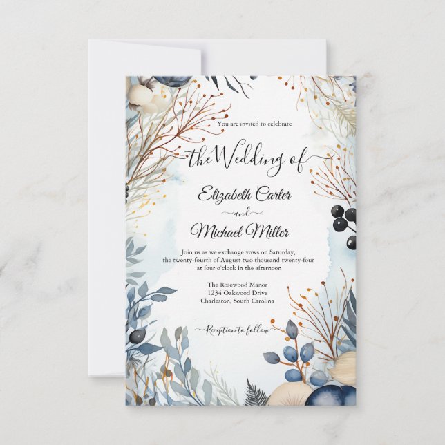 Ethereal Delicate Watercolor Serene Foliage   Invitation (Front)