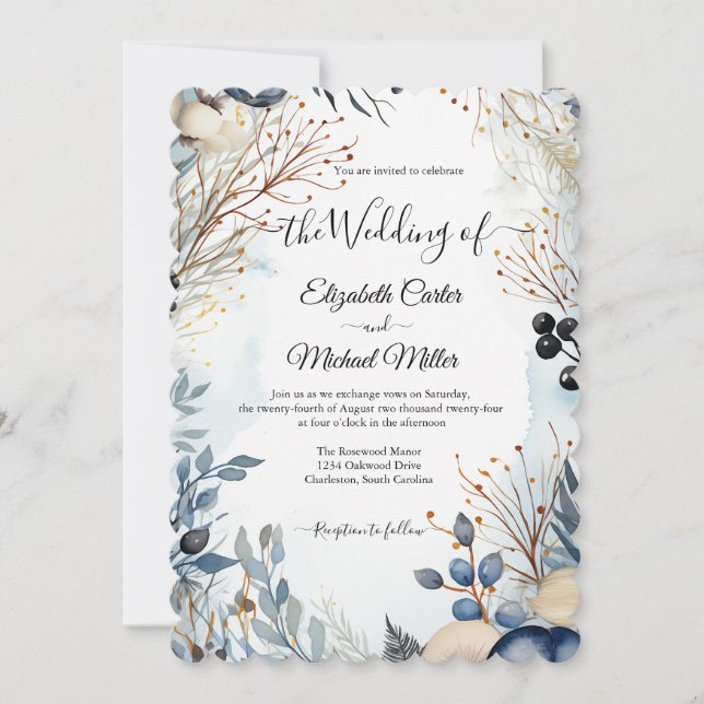 Ethereal Delicate Watercolor Serene Foliage   Invitation (Front)
